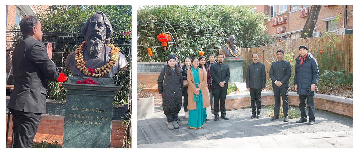 Dr. N. Nandakumar, Consul General along with other officials paid floral tributes to Gurudev Rabindranath Tagore bust in Shanghai as part of 74th Republic Day of India celebrations.
