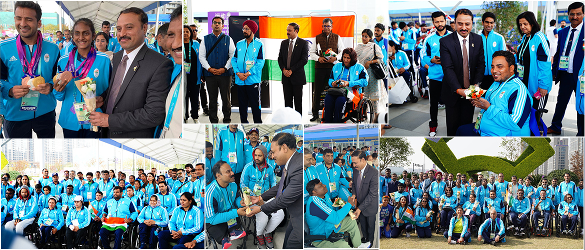 The Consulate General of India in Shanghai led by Consul General Dr N.Nandakumar felicitated Team India to the 4th Asian Para Games for their best ever performance and historic achievement of unprecedented 111 medals